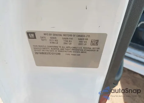 2012 Chevrolet Impala Lt from USA, damaged, VIN 2G1WB5E37C1211248